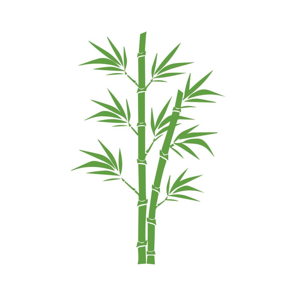 Bamboo leaves icon over white background, silhouette style, vector illustration
