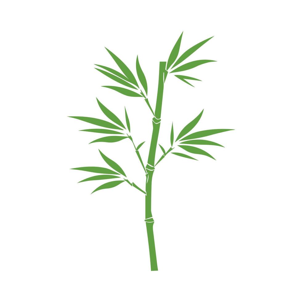 Bamboo leaves icon over white background, silhouette style, vector illustration