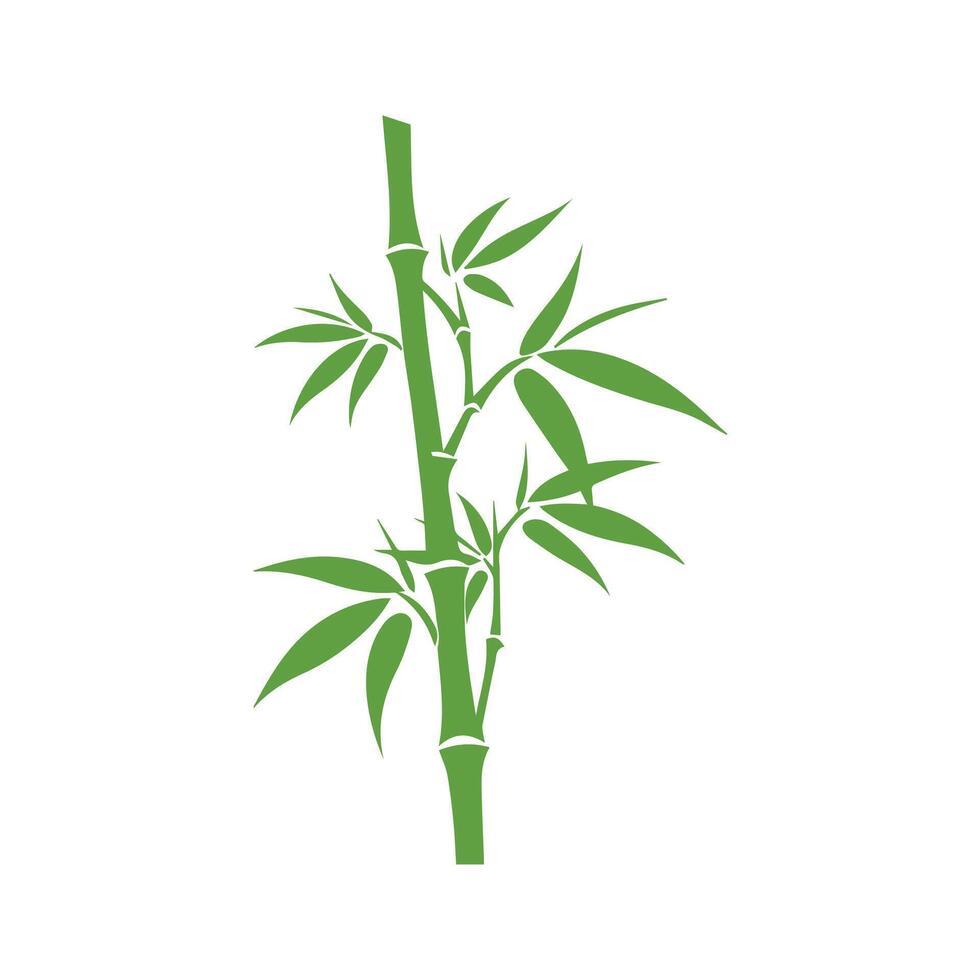 bambú hojas icono terminado blanco fondo, silueta estilo, vector ilustración