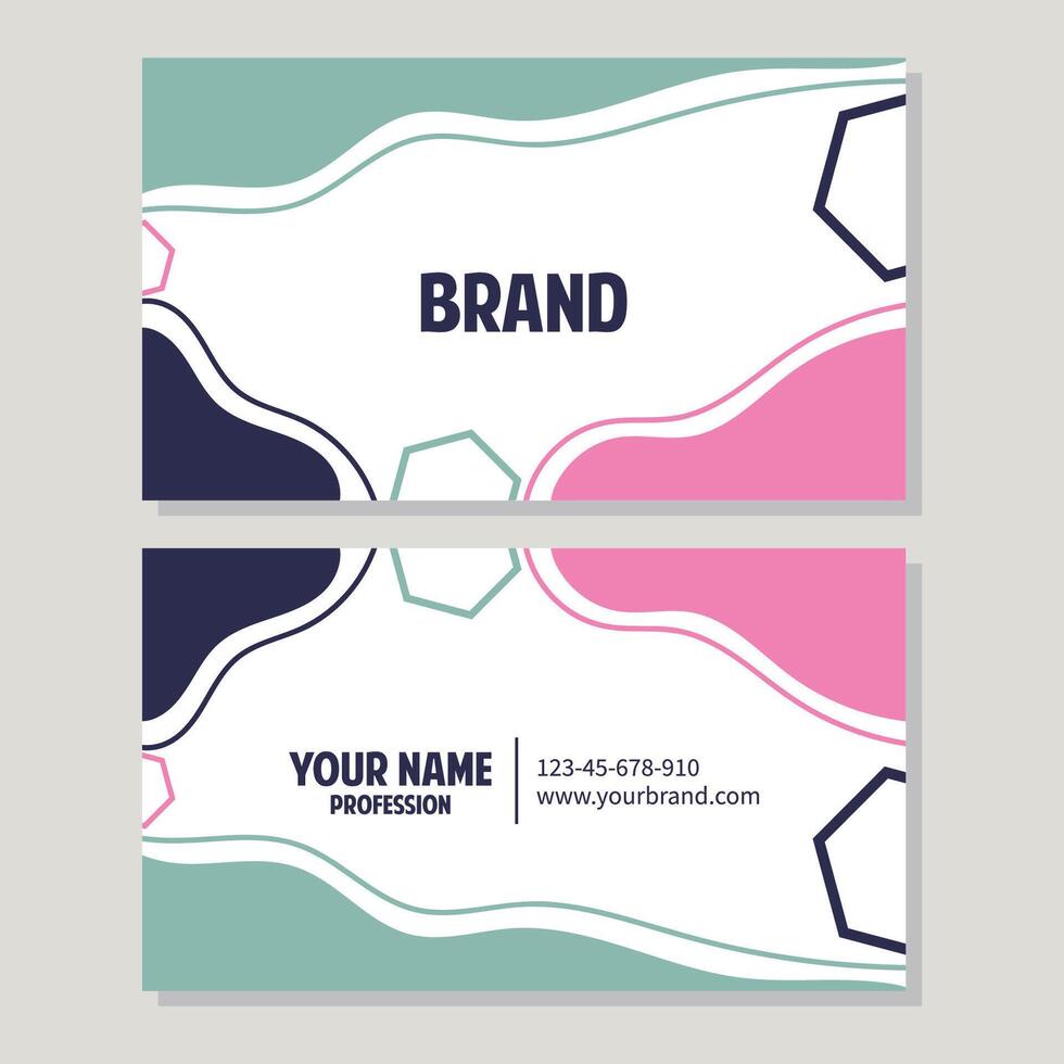 Business card design template with soft pastel colors. Vector illustration