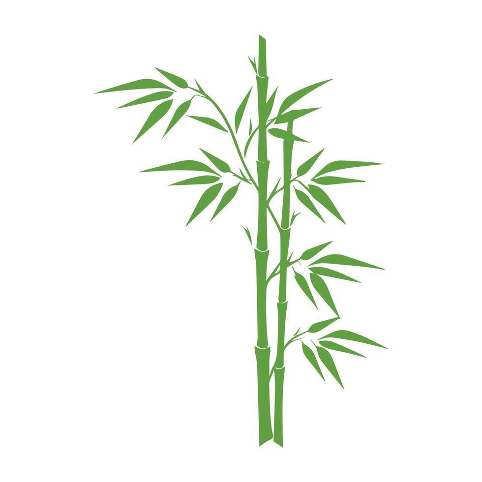 Bamboo leaves icon over white background, silhouette style, vector illustration