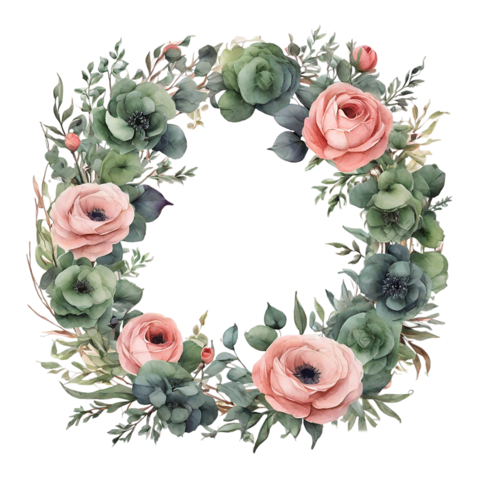 AI generated Watercolor Flower Round png
