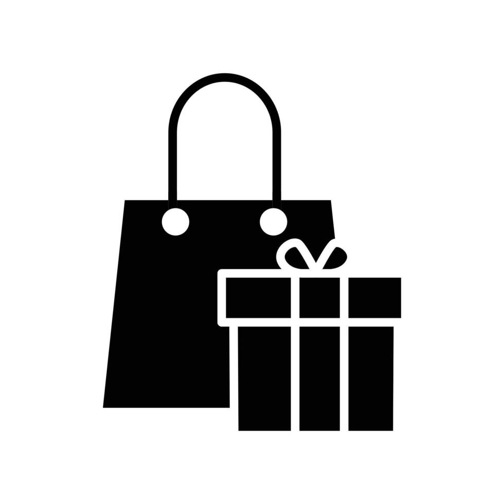 Shopping bags and boxes solid black icon vector design