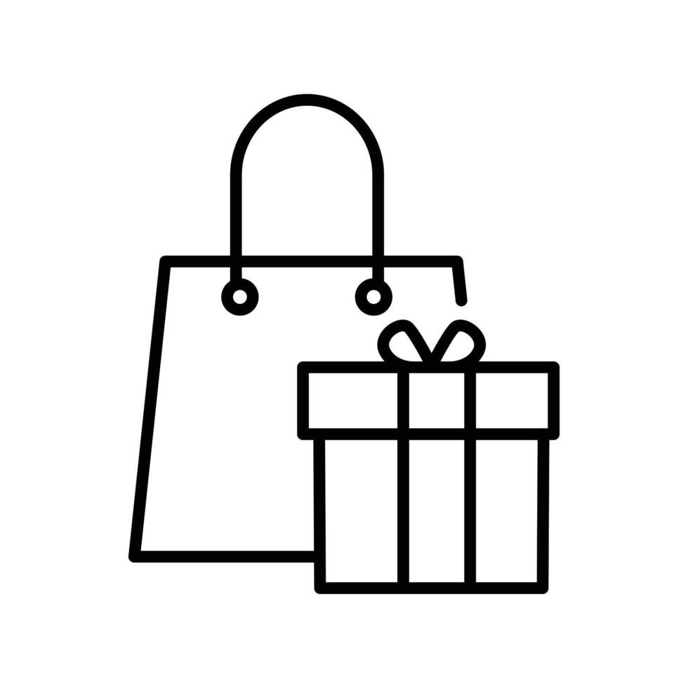 compras pantalones y cajas contorno icono vector diseño