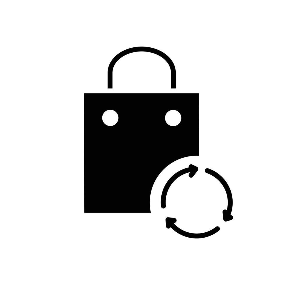 recycling shopping bag solid black icon vector design good for web and mobile app