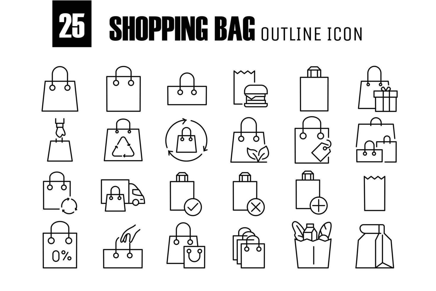 Shopping Bag Related Vector ouline Icons. vector icon for website and mobile app