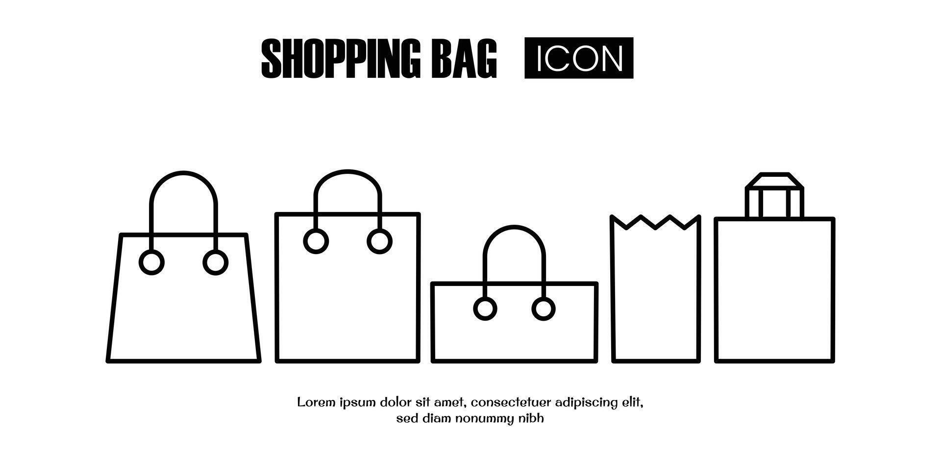 paper bag for shop outline icon thin lines vector design good for website and mobile app