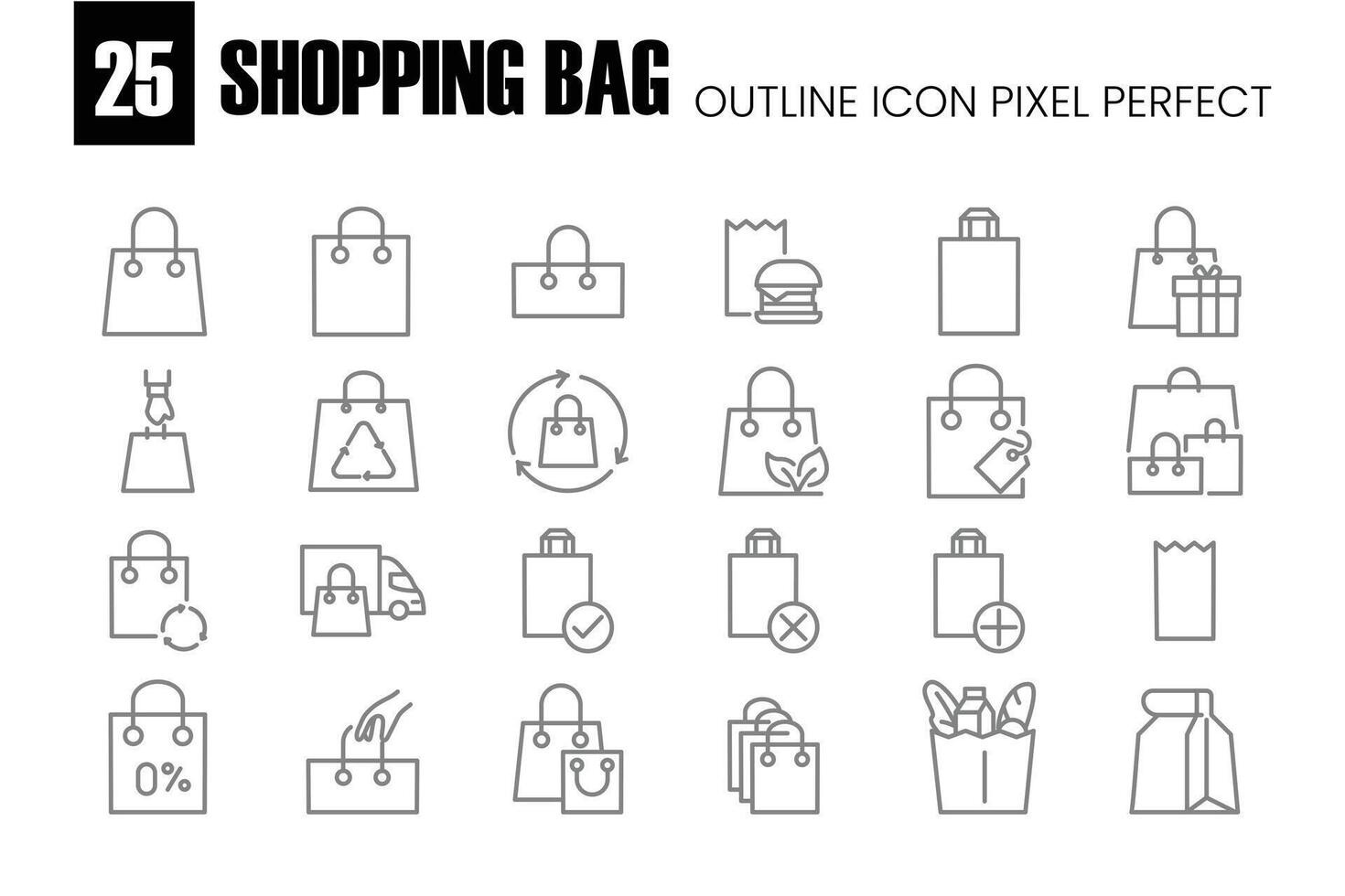 compras bolso relacionado vector ouline íconos píxel Perfecto. vector icono para sitio web y móvil aplicación