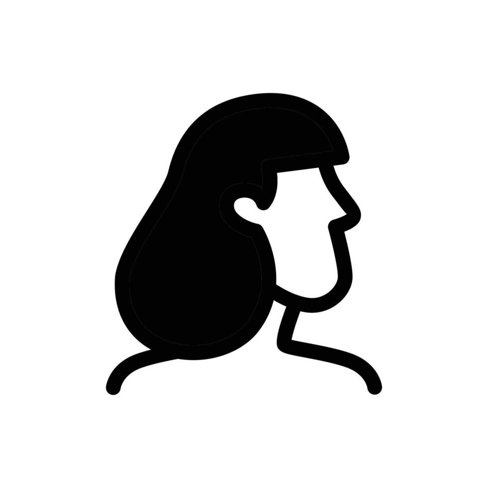 mujer lado ver sólido icono vector diseño bueno para sitio web y móvil aplicación hombre género icono