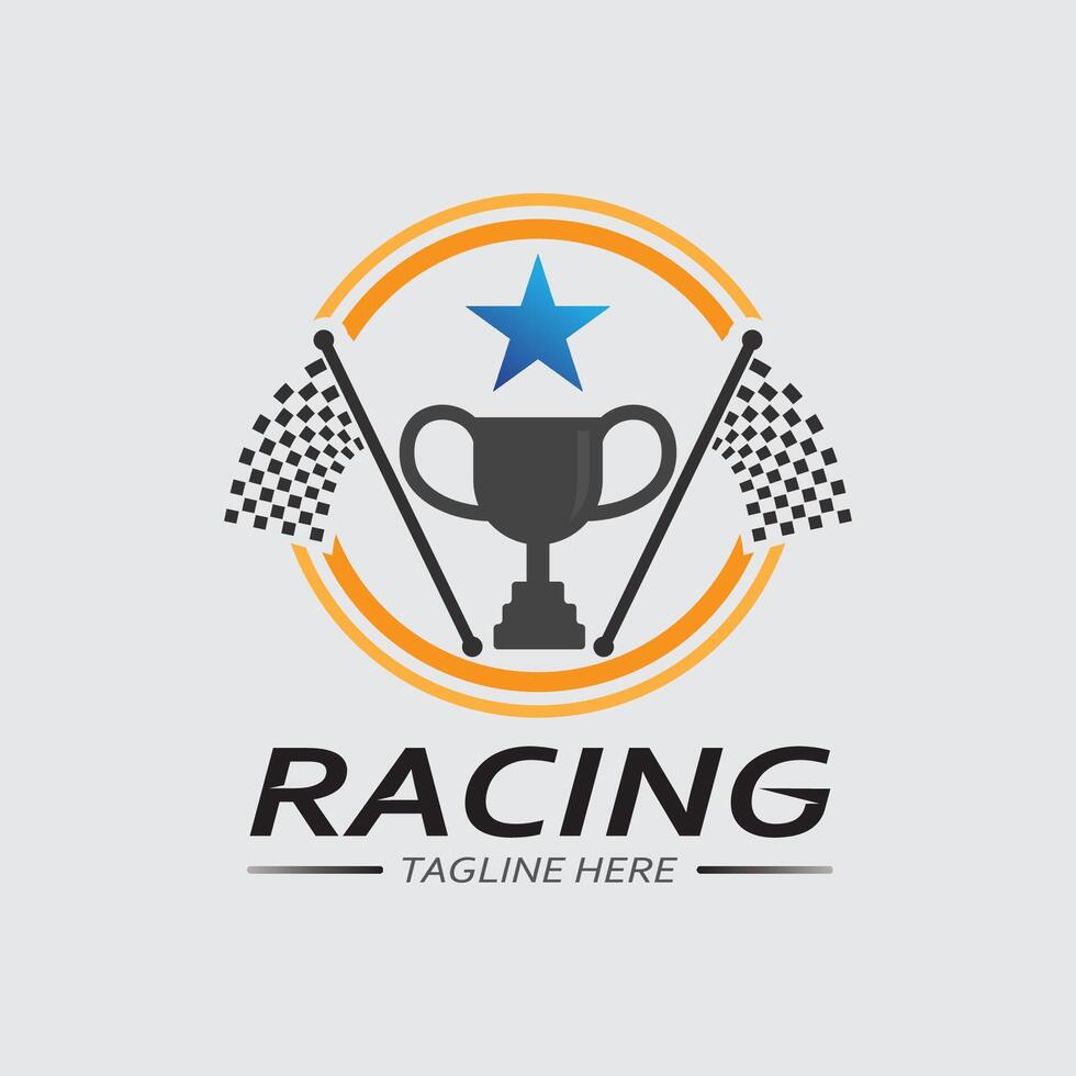 Race and speed logo icon vector  Race flag  racing illustration logo design
