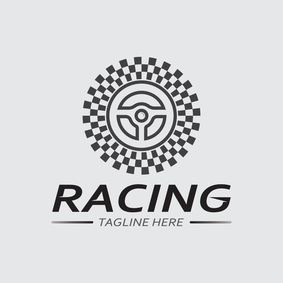 carrera y velocidad logo icono vector carrera bandera carreras ilustración logo diseño
