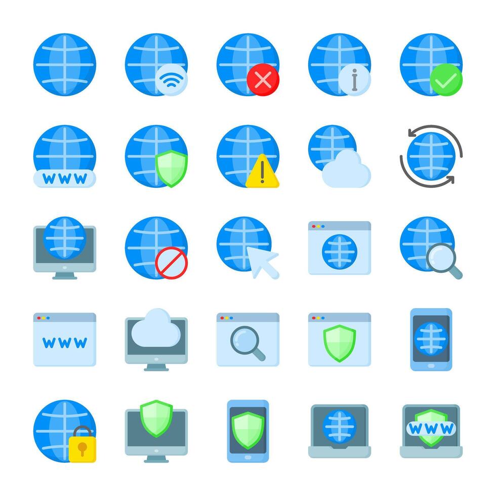 Internet conexión icono colección vector en plano estilo