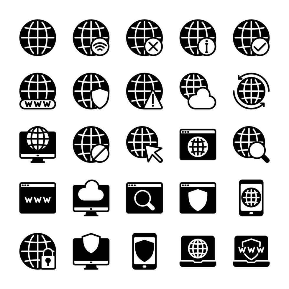Internet conexión icono colección vector en llenar estilo