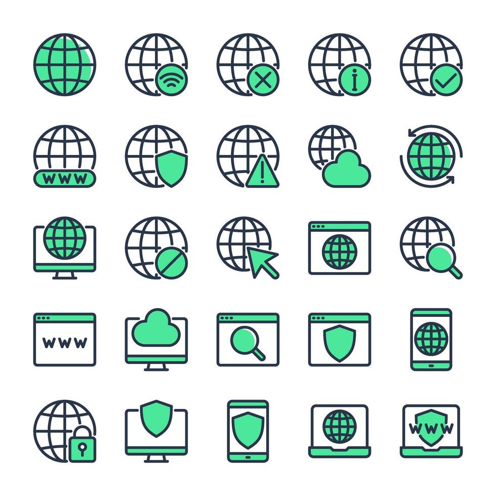 Internet Connection icon collection vector in dual color style