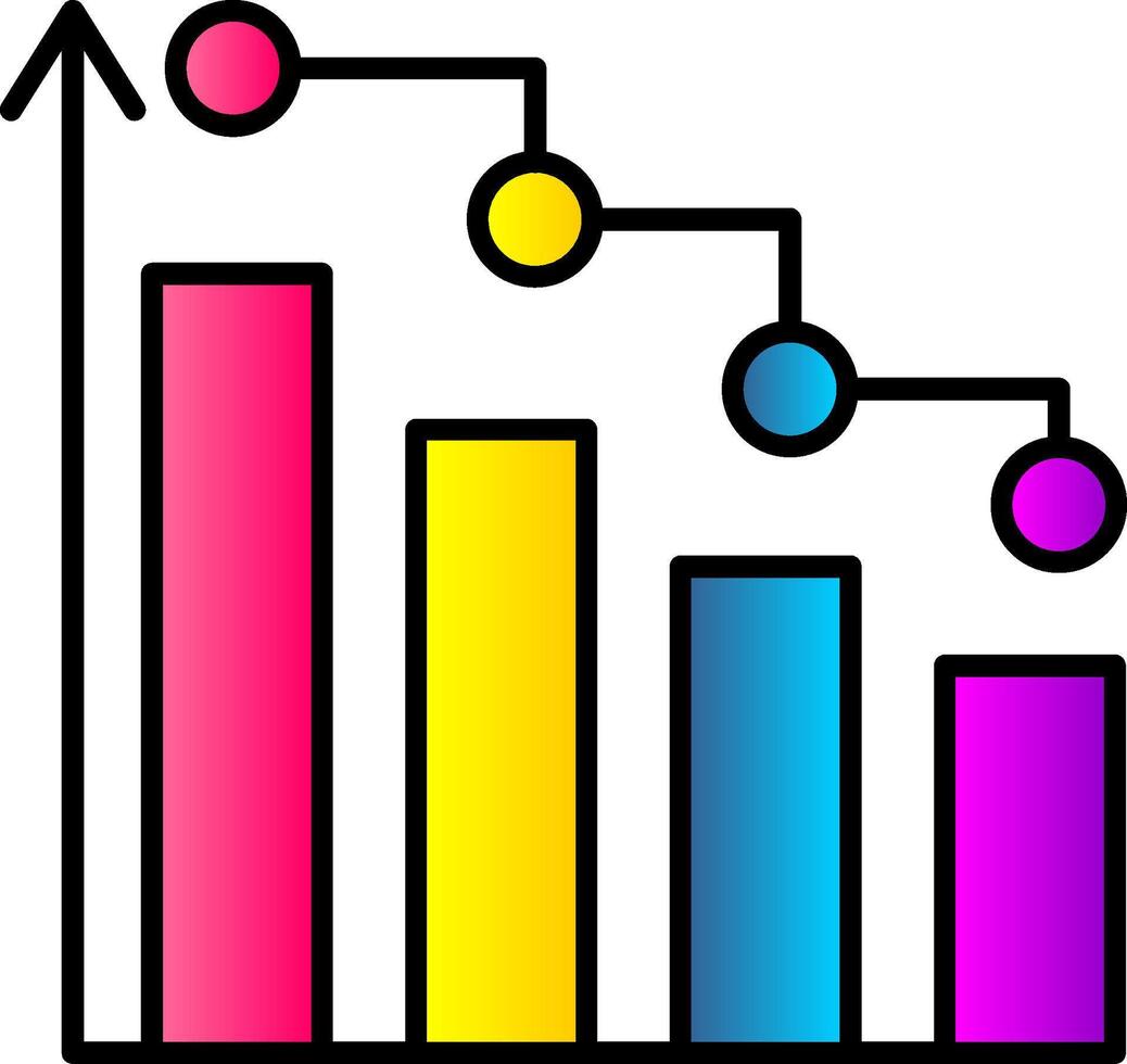 Bar Chart Line Filled Gradient  Icon vector