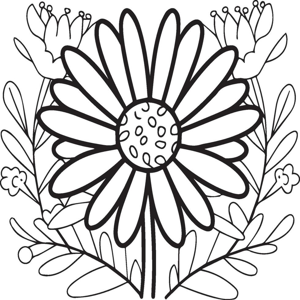 margarita flor colorante paginas margarita contorno vector para colorante libro