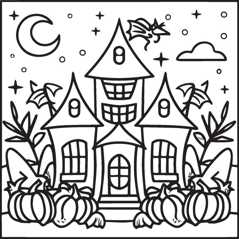 Halloween coloring pages. Halloween outline vector