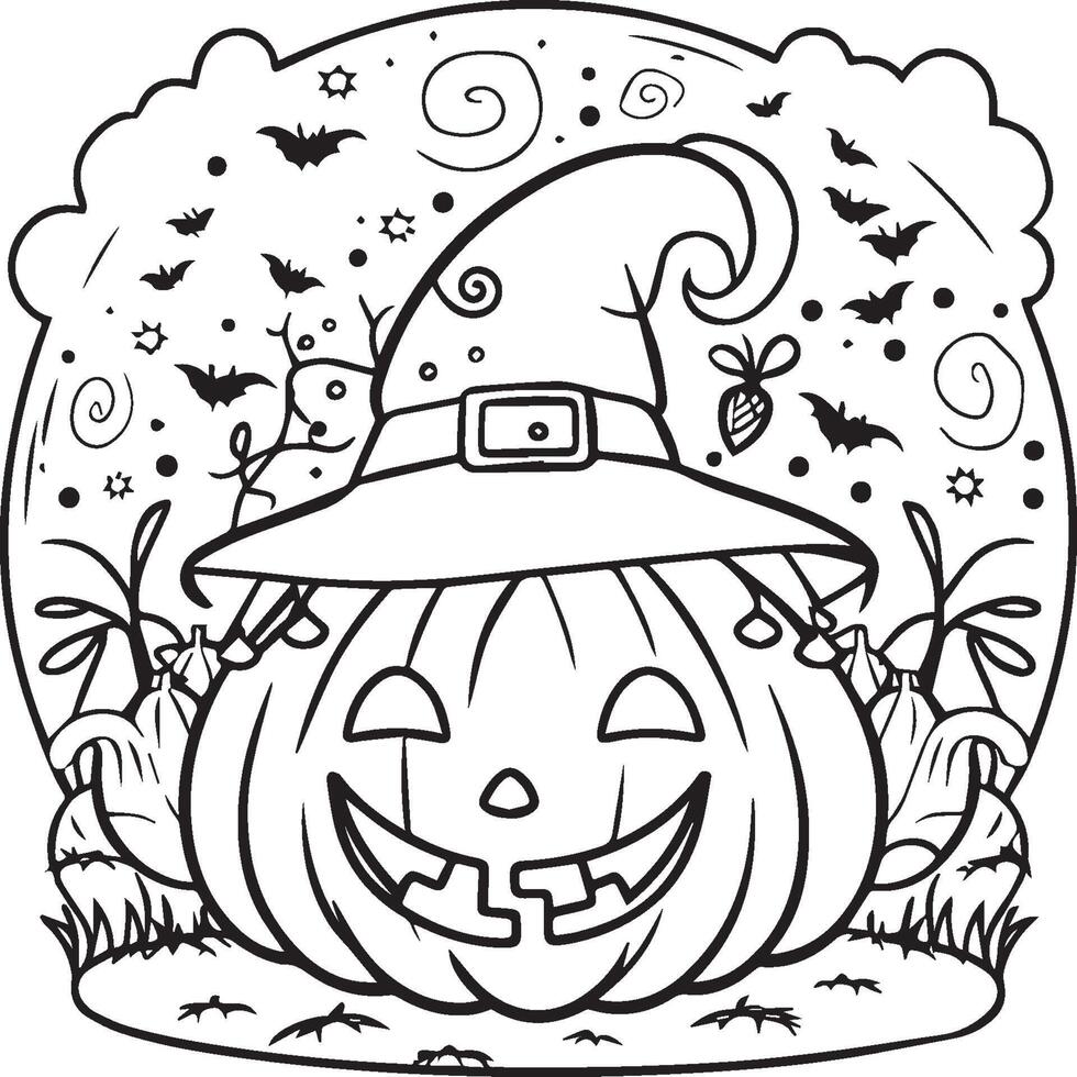 Halloween coloring pages. Halloween outline vector