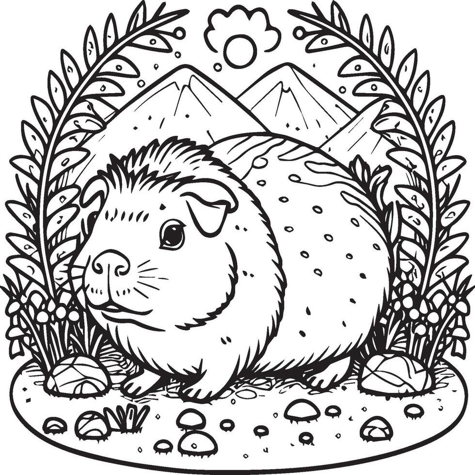 Guinea pig coloring pages. Guinea pig outline vector for coloring book