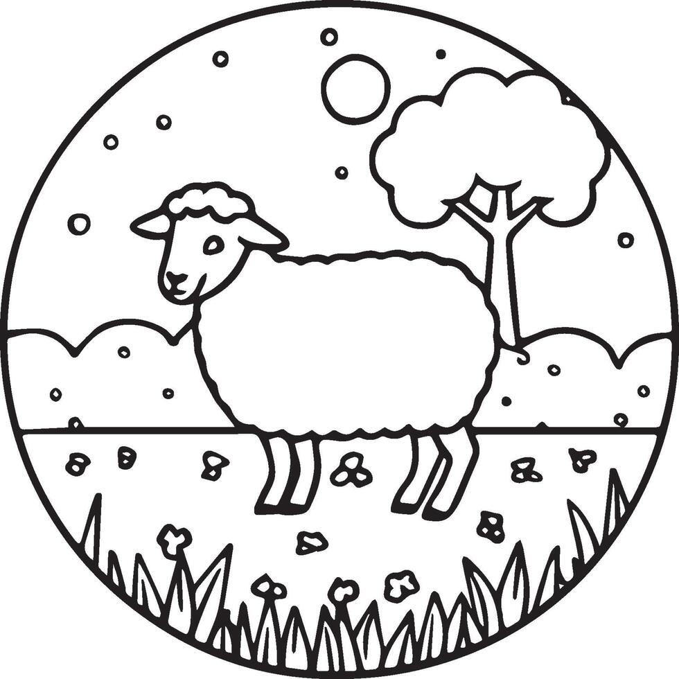 Sheep coloring pages. Sheep outline vector