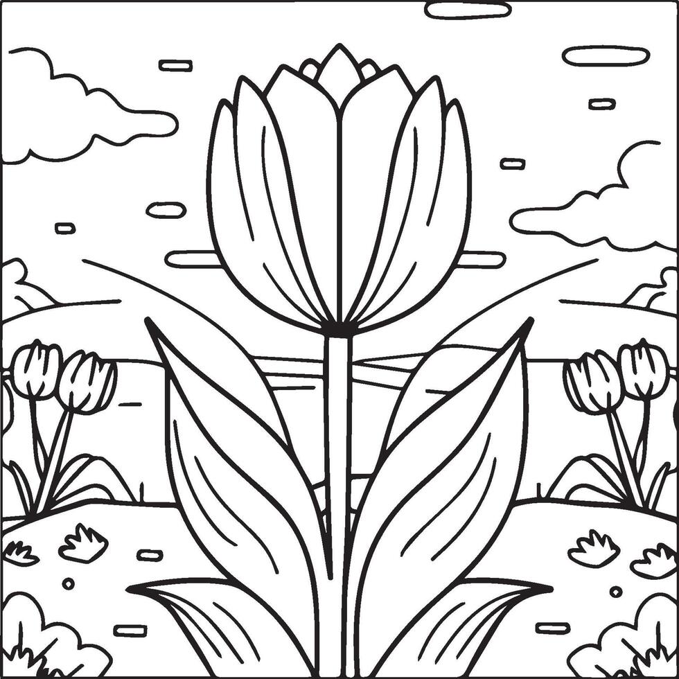 tulipán colorante paginas tulipán flor contorno vector. flores colorante paginas para colorante libro vector