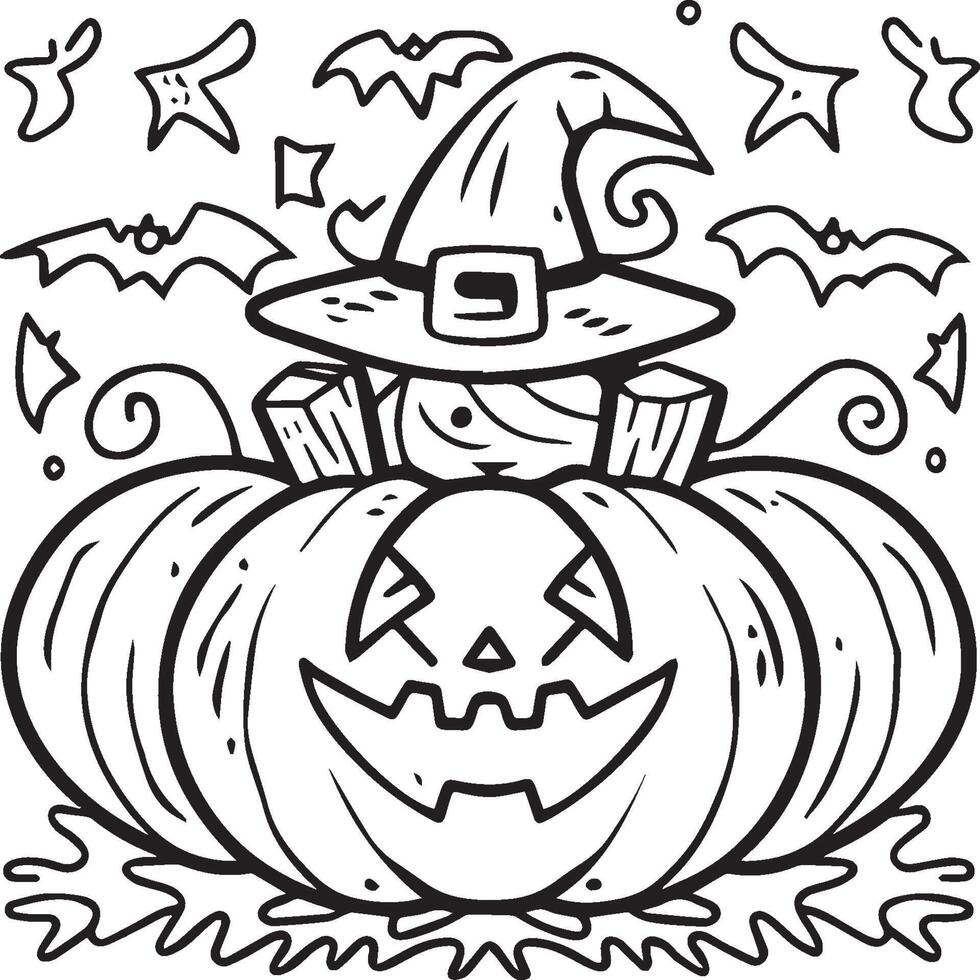 Halloween coloring pages. Halloween outline vector
