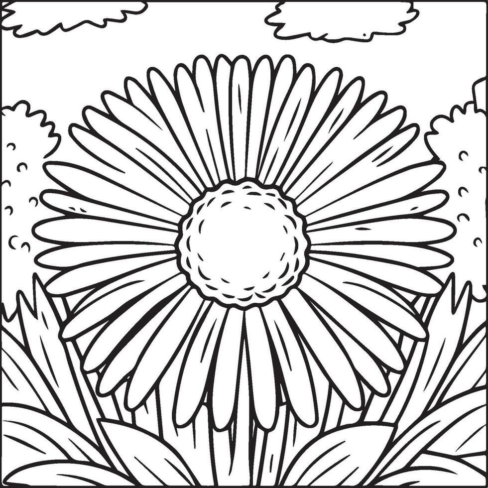 margarita flor colorante paginas margarita contorno vector para colorante libro