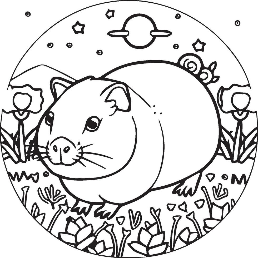 Guinea pig coloring pages. Guinea pig outline vector for coloring book