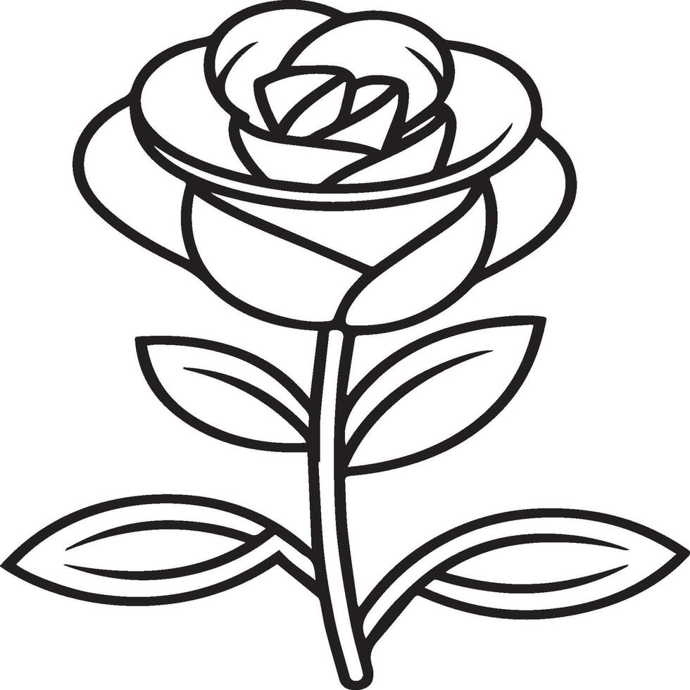 Rose coloring pages. Rose flower outline vector