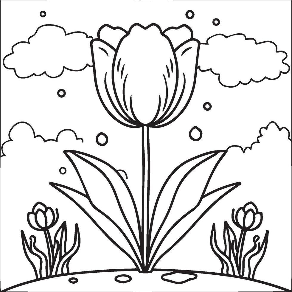 tulipán colorante paginas tulipán flor contorno vector. flores colorante paginas para colorante libro vector