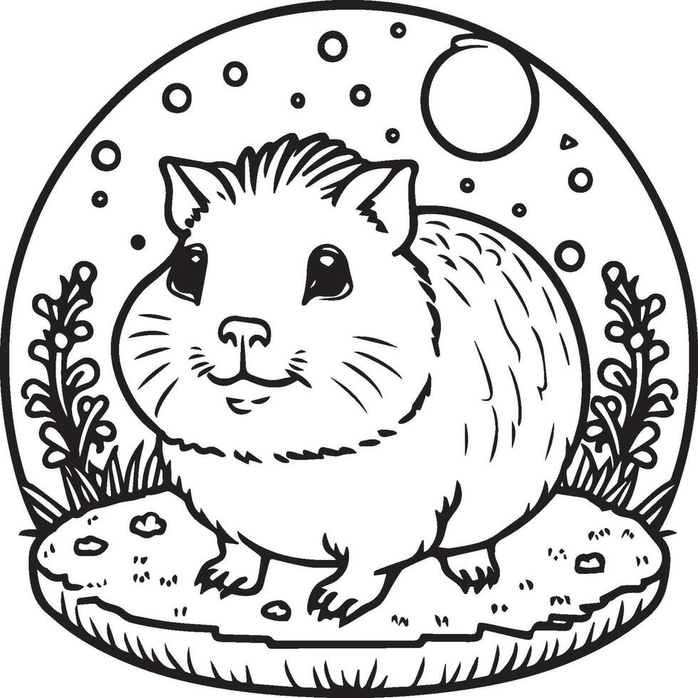 Guinea pig coloring pages. Guinea pig outline vector for coloring book