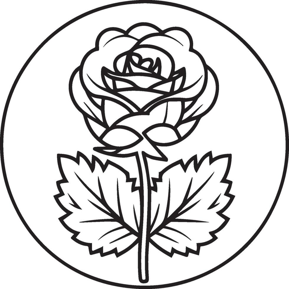 Rose coloring pages. Rose flower outline vector