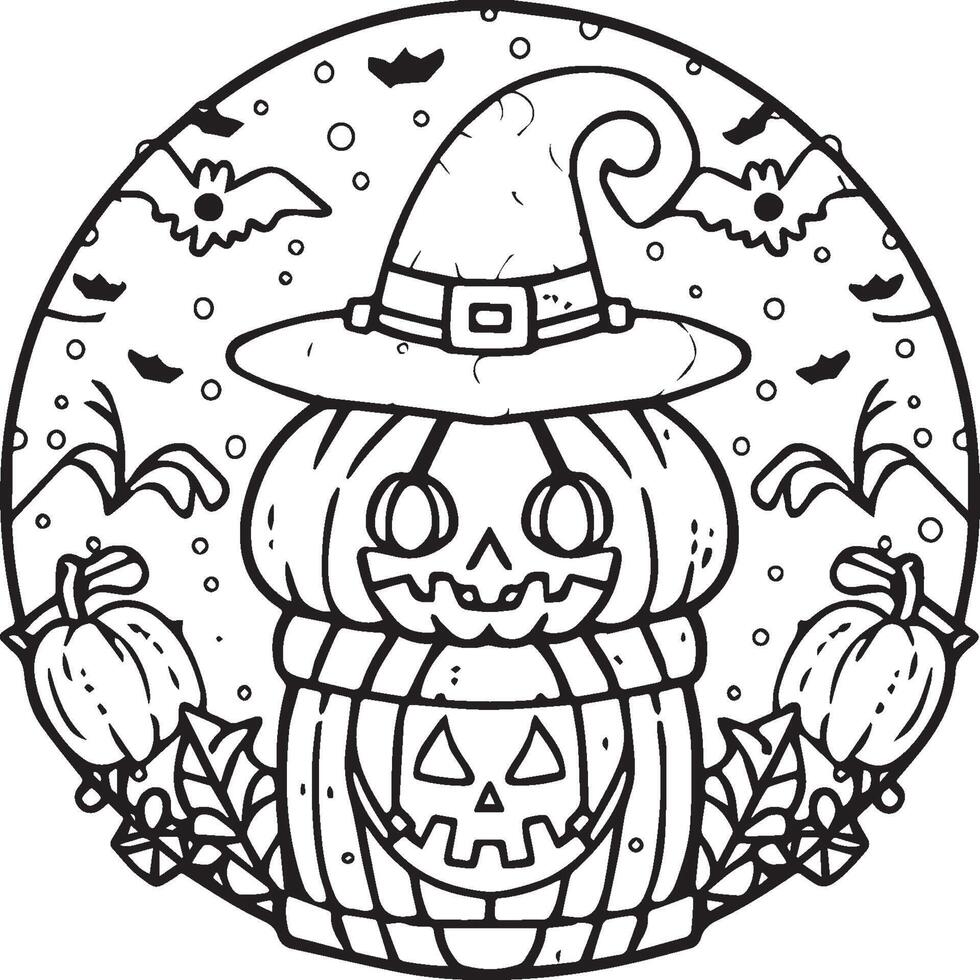 Halloween coloring pages. Halloween outline vector