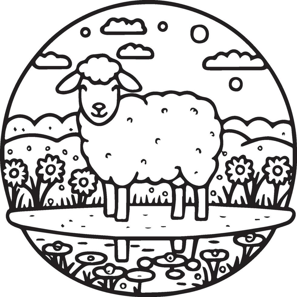 Sheep coloring pages. Sheep outline vector