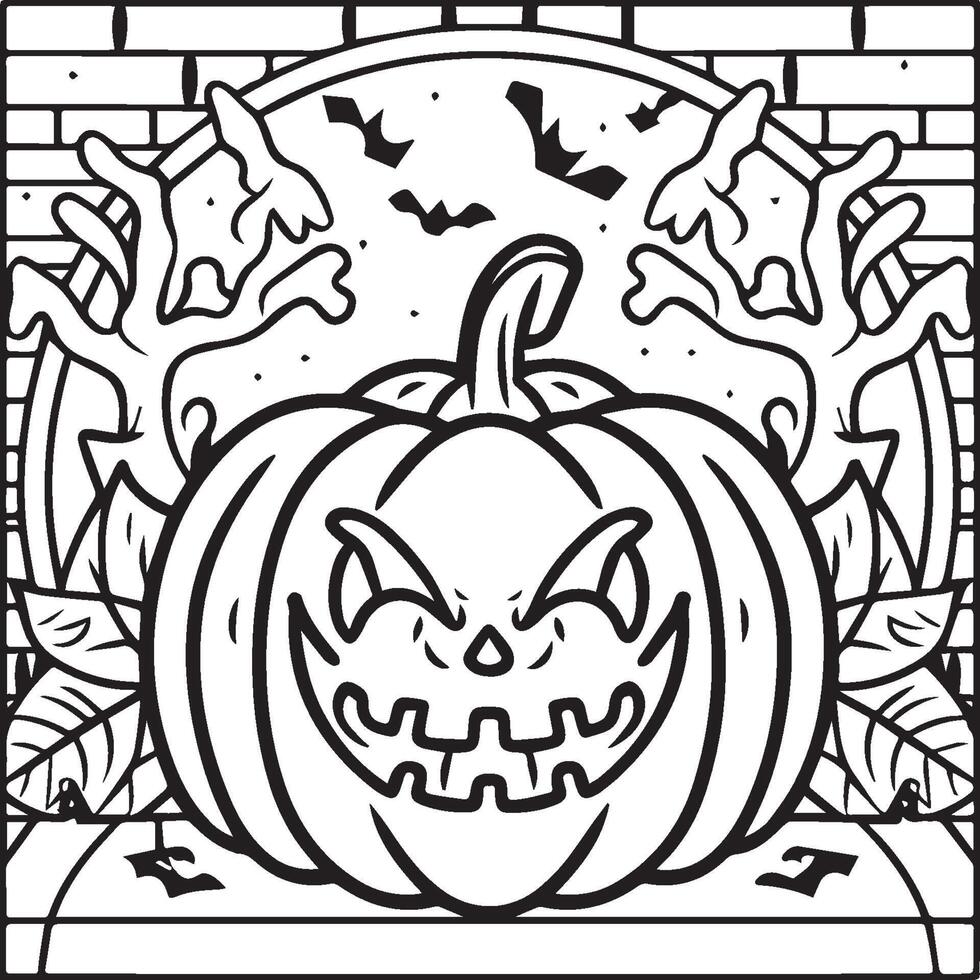 Halloween coloring pages. Halloween outline vector