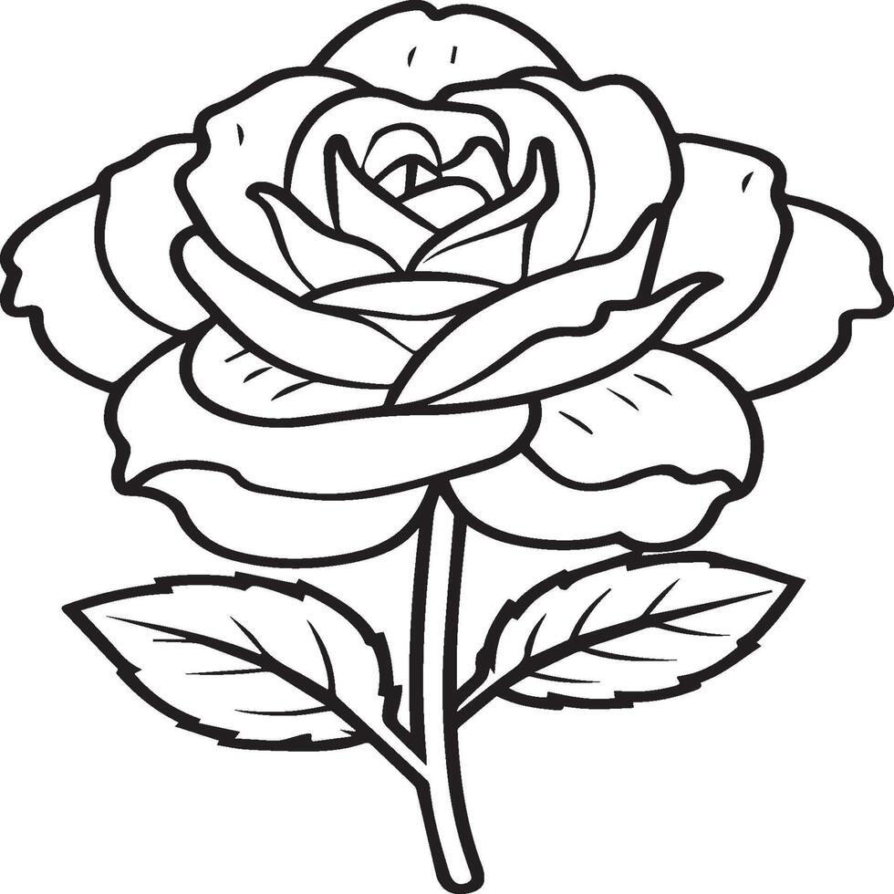 Rosa colorante paginas Rosa flor contorno vector