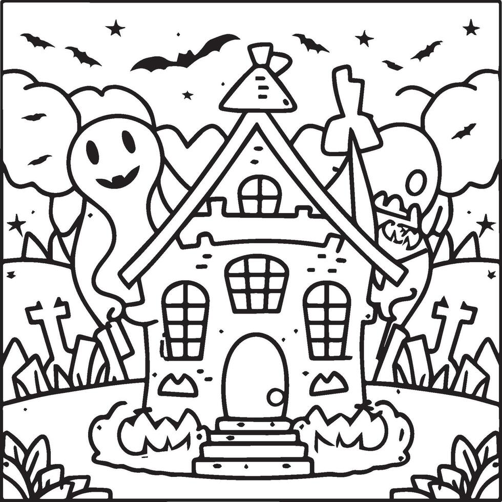 Halloween coloring pages. Halloween outline vector