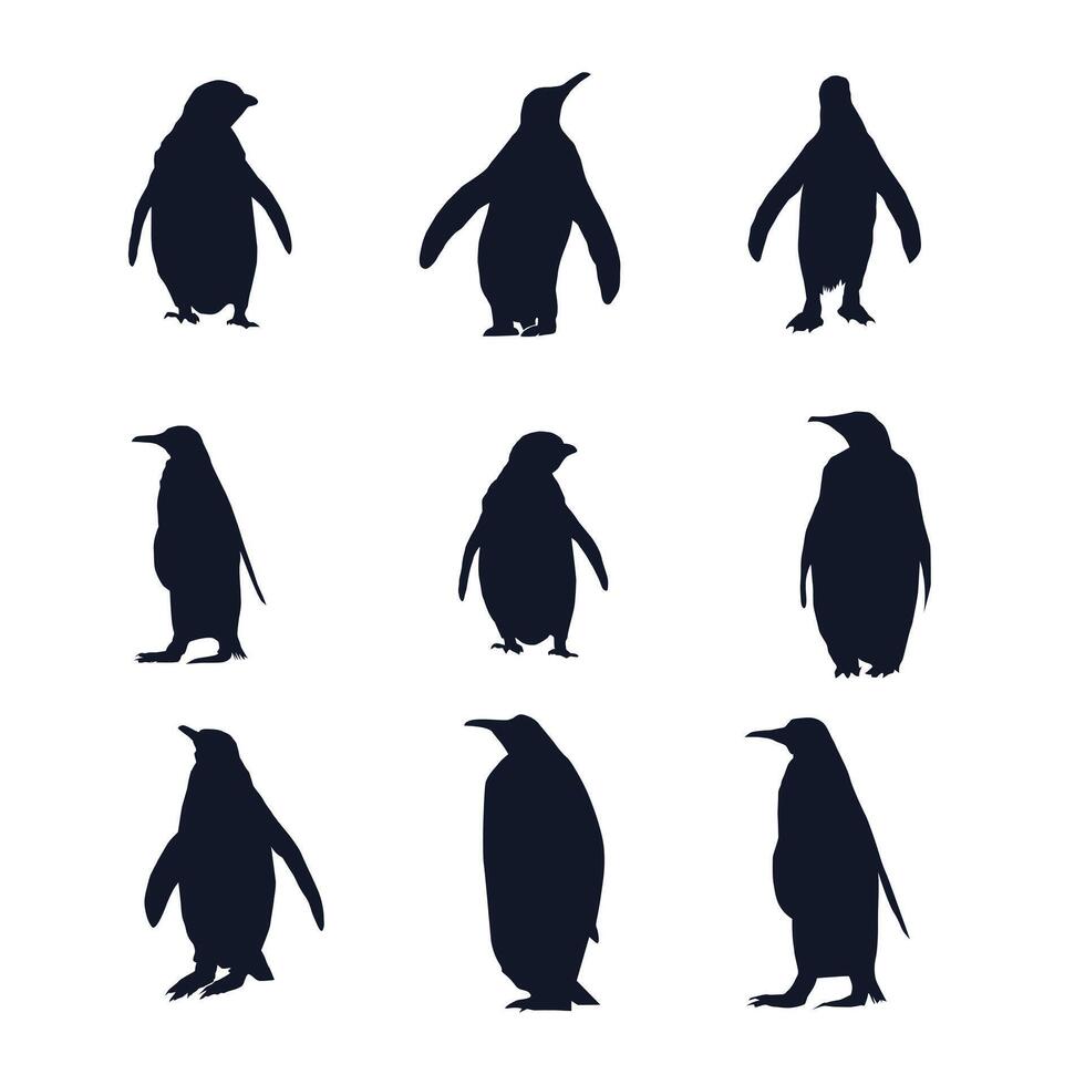 Set Of a penguine Vector silhouettes