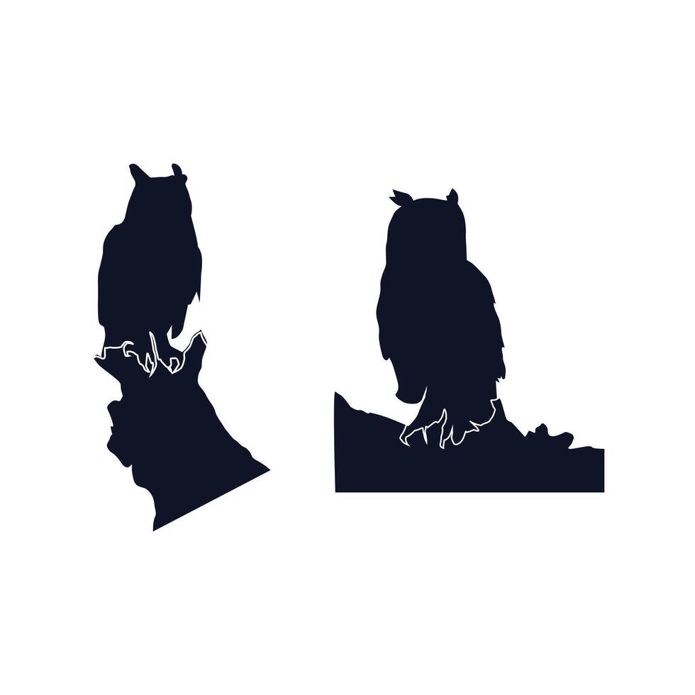set of owls silhouette vector