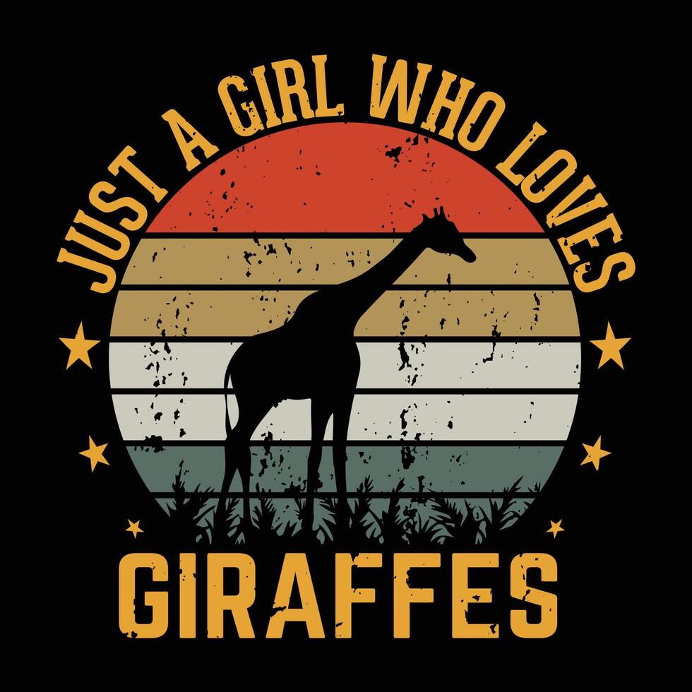 Giraffe Animals Vintage t shirt design vector