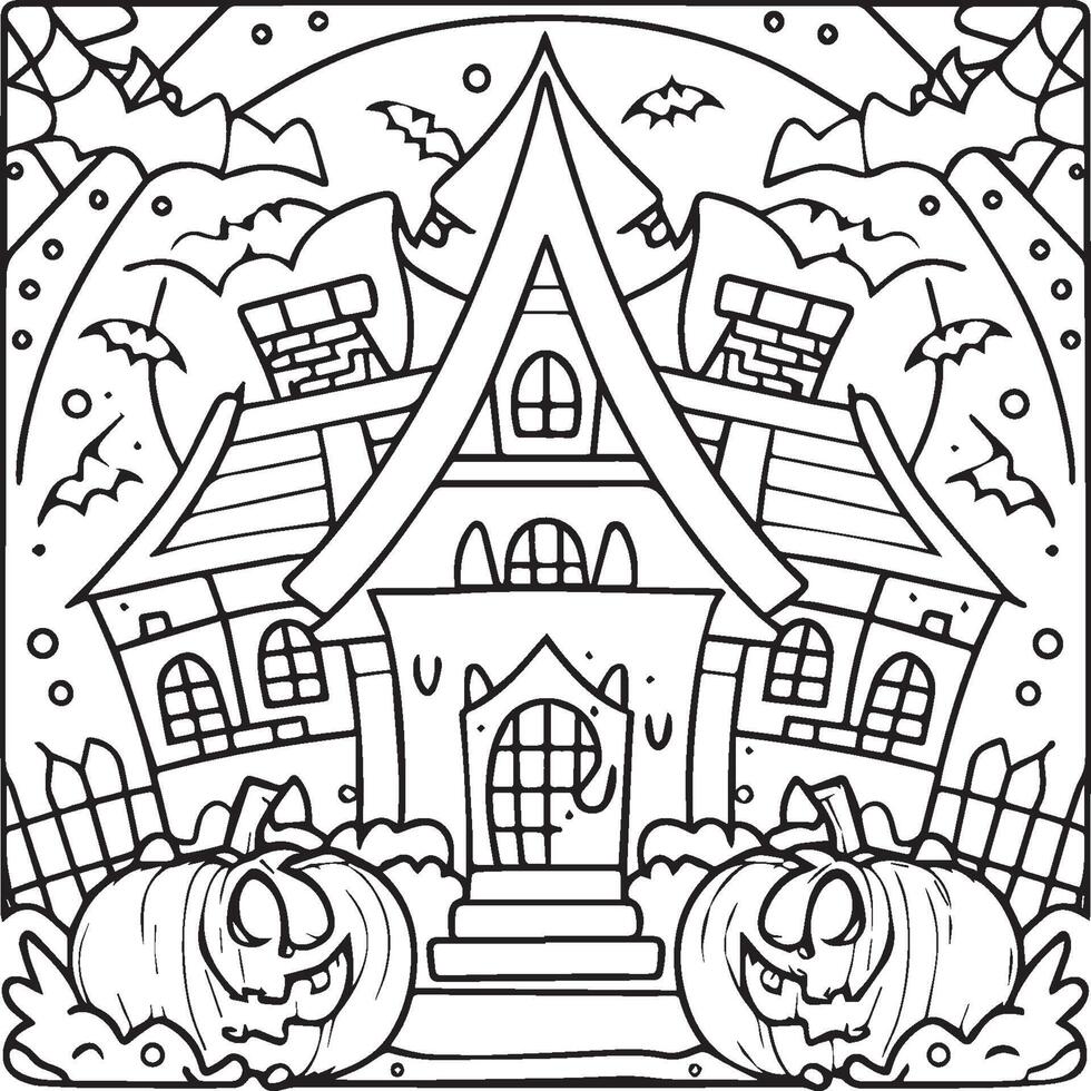 Halloween coloring pages. Halloween outline vector