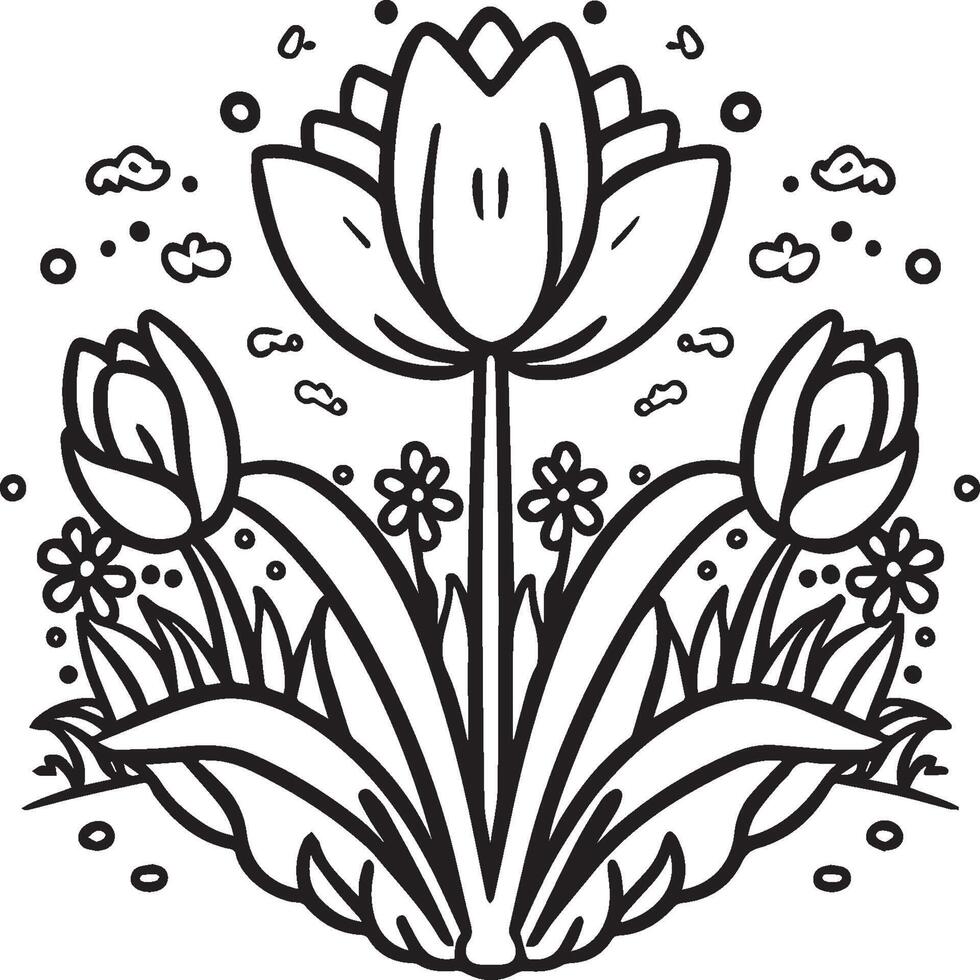 tulipán colorante paginas tulipán flor contorno vector. flores colorante paginas para colorante libro vector