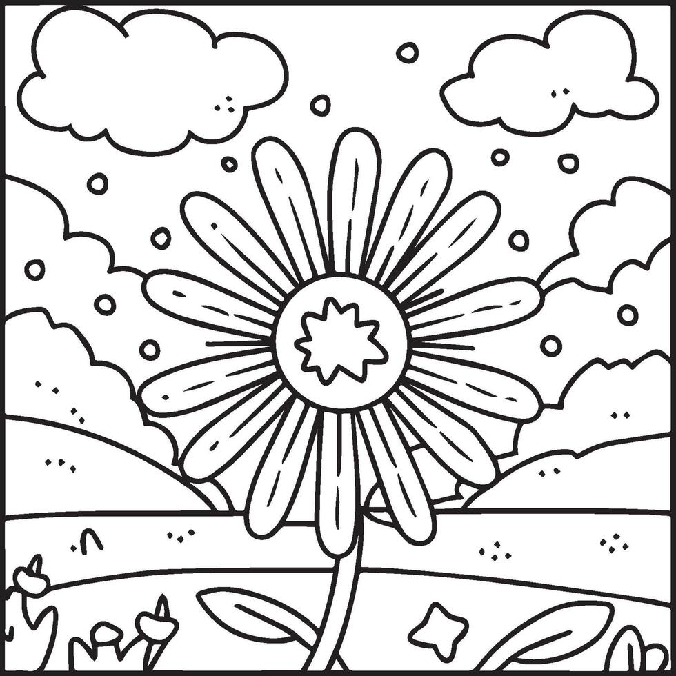 Daisy flower coloring pages. Daisy outline vector for coloring book