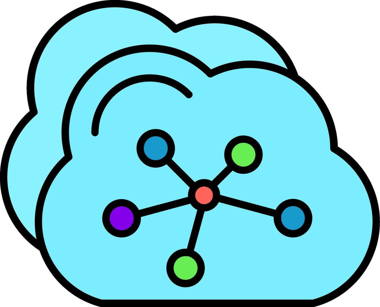 nube línea lleno degradado icono vector