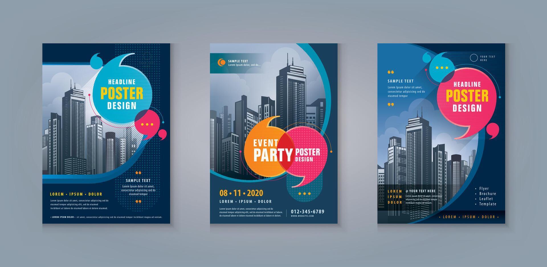 Business Leaflet Brochure Flyer template Design Set. Corporate Flyer Template, Abstract Speech Bubbles vector