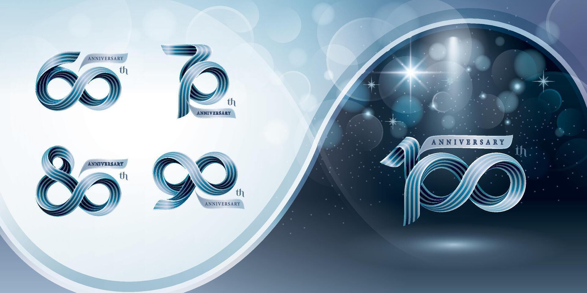 Set of 60 to 100 years Anniversary logotype design, Celebrating Anniversary Logo vector
