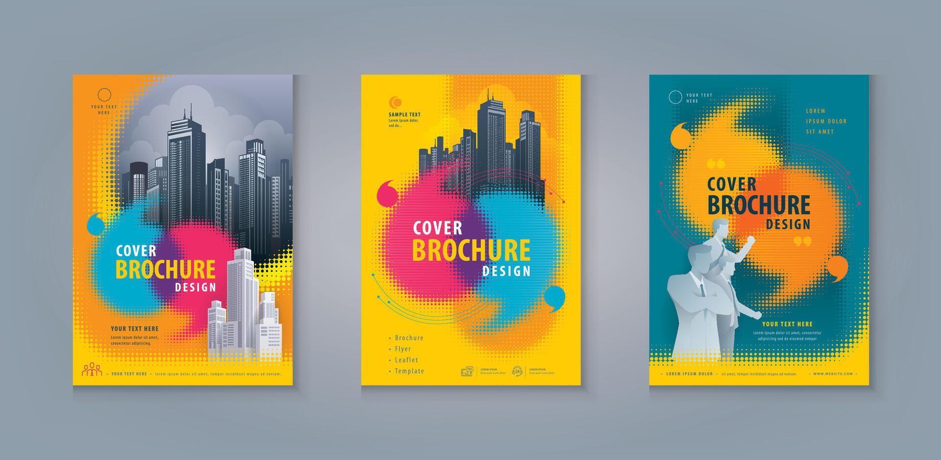 Business Leaflet Brochure Flyer Corporate book cover Template, Abstract Speech Bubble in halftone vector