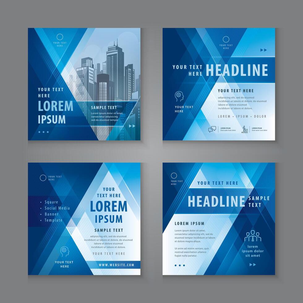 Square Template Social Media Post Design for Digital Marketing, Abstract Geometric Triangle Background vector