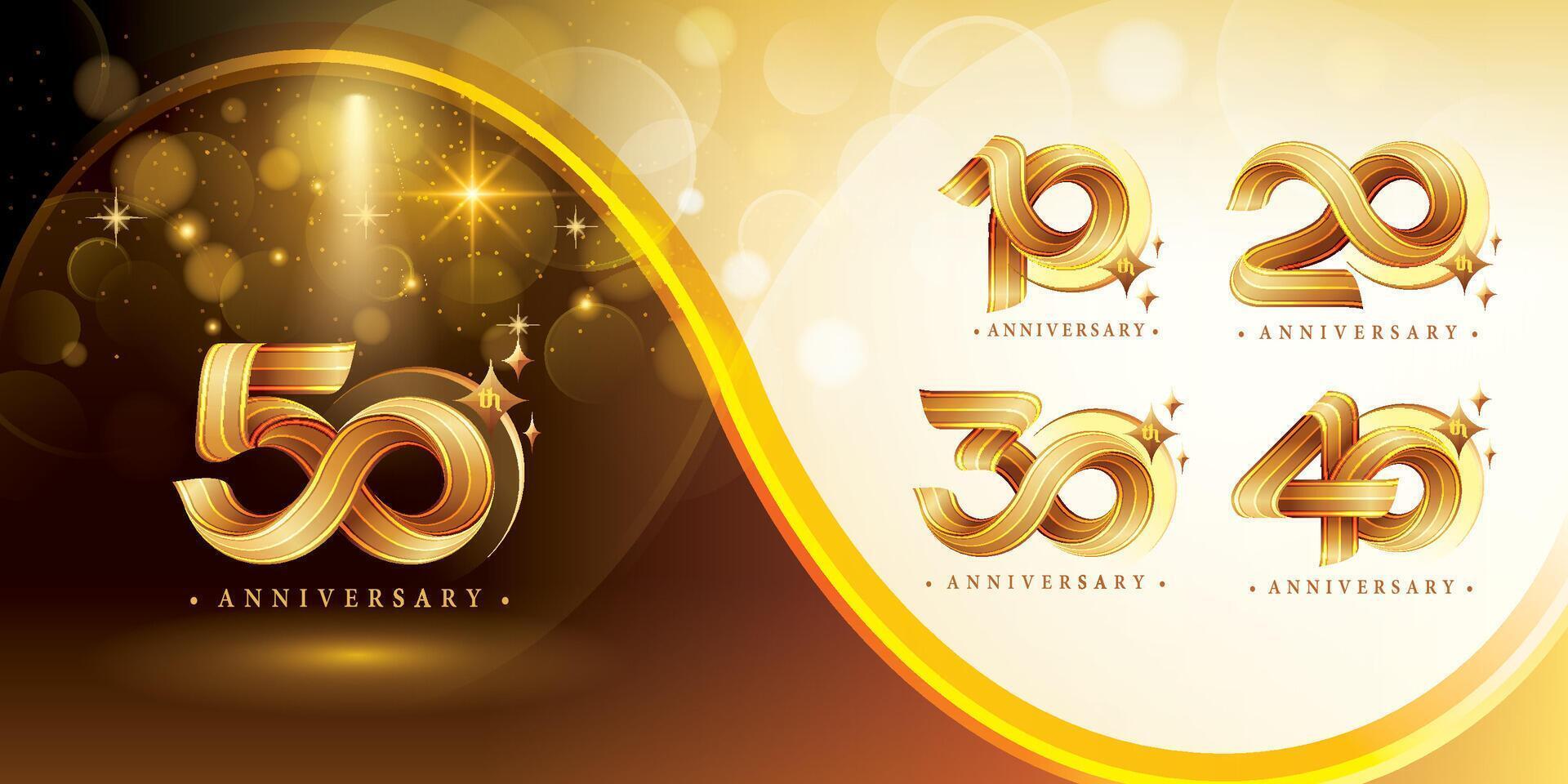 conjunto de 10 a 50 años aniversario logotipo diseño, celebrando aniversario logo. vector