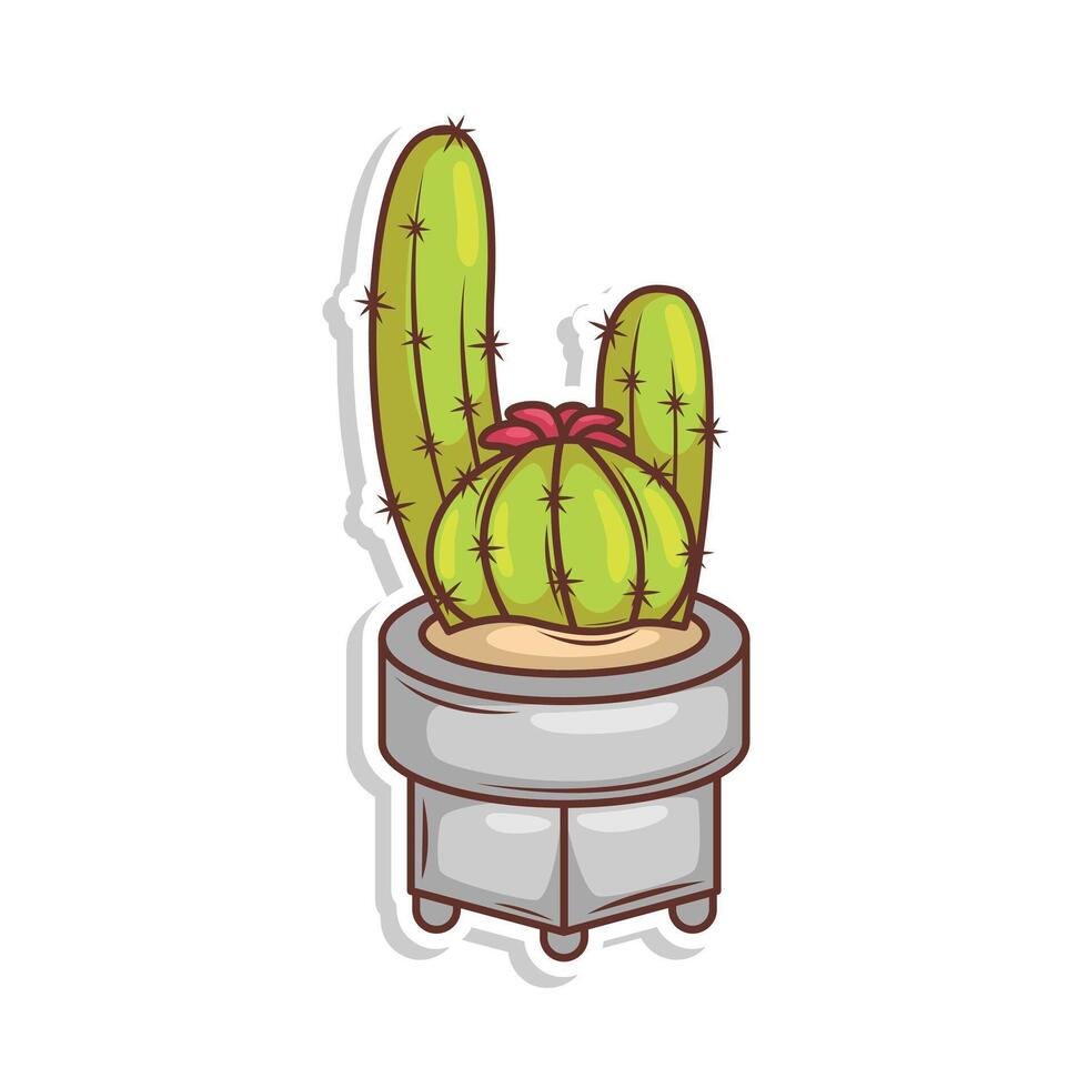 mano dibujar cactus planta dibujos animados plano diseño vector